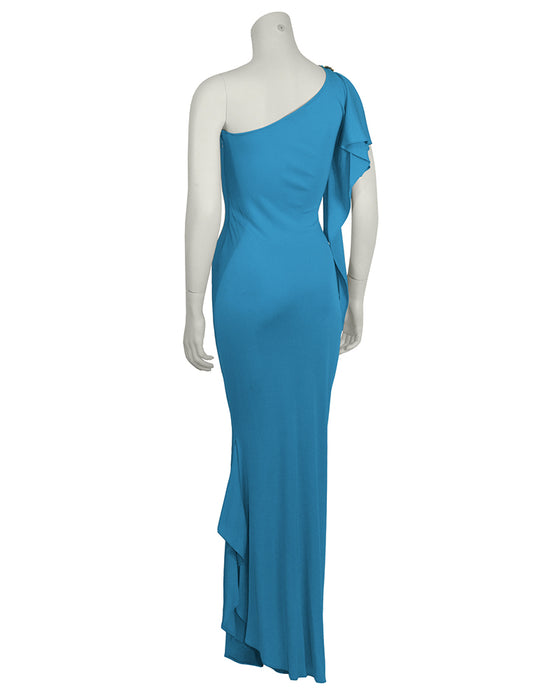 Blue One Shoulder Gown