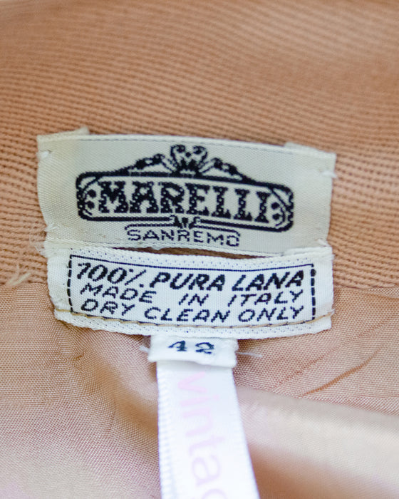 Camel Pleated Wool Gabardine Skirt