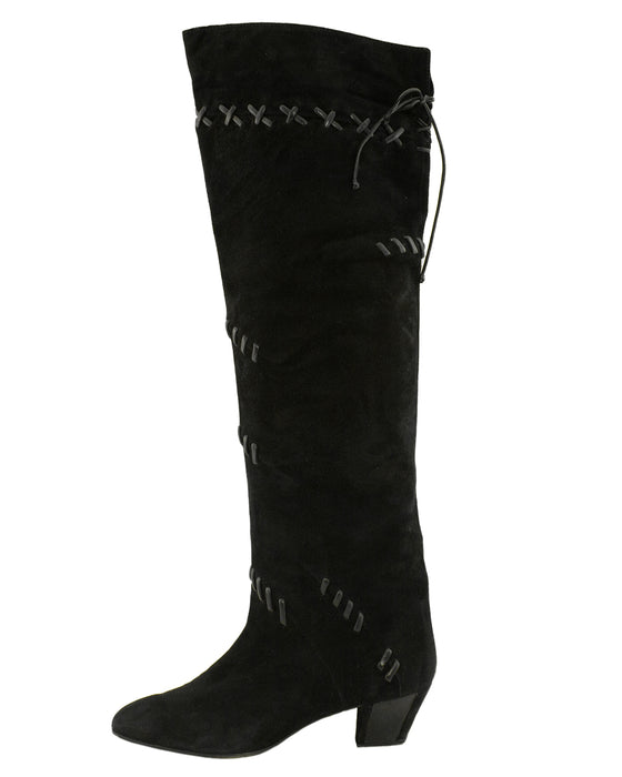 Black Suede Knee Boots