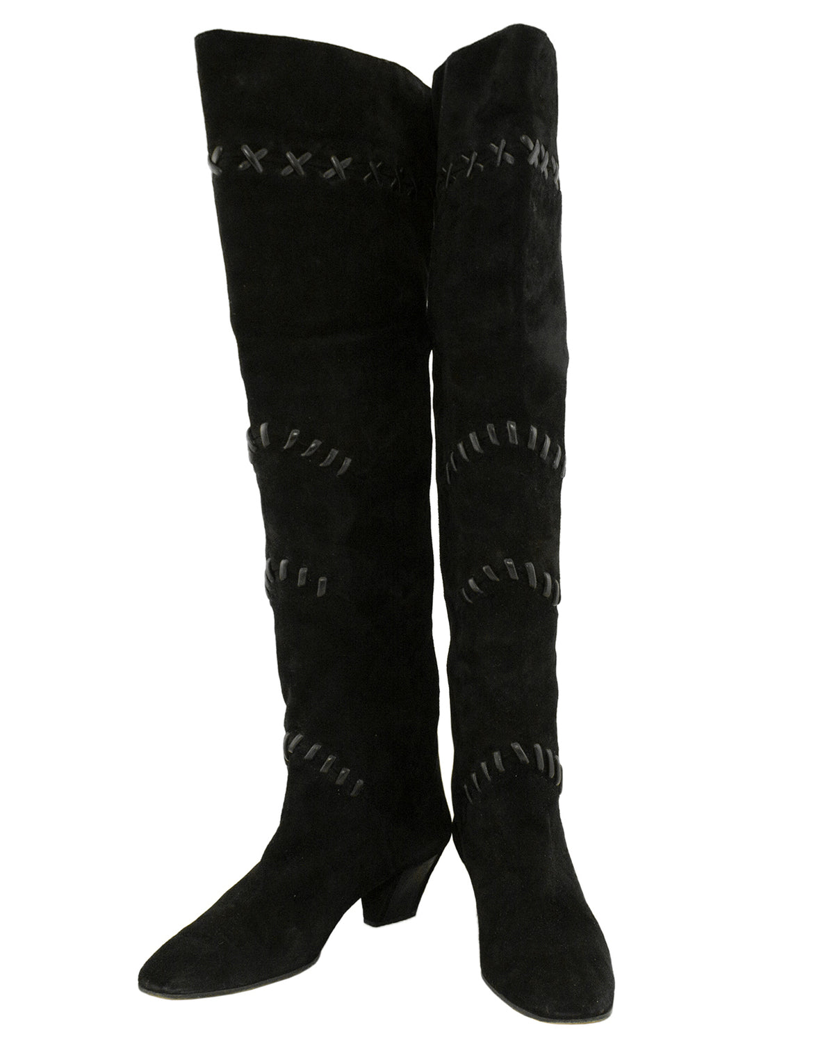 Black Suede Knee Boots – Vintage Couture