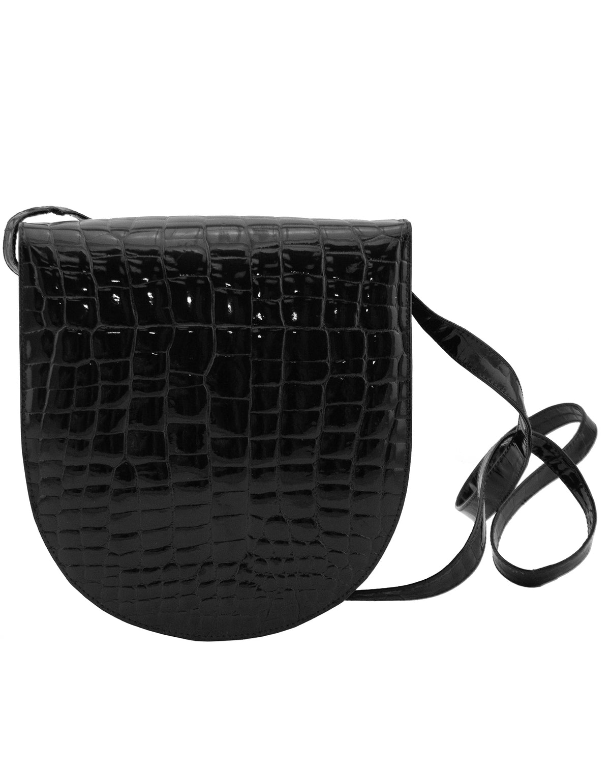 Black Stamped Leather Crossbody Bag Vintage Couture