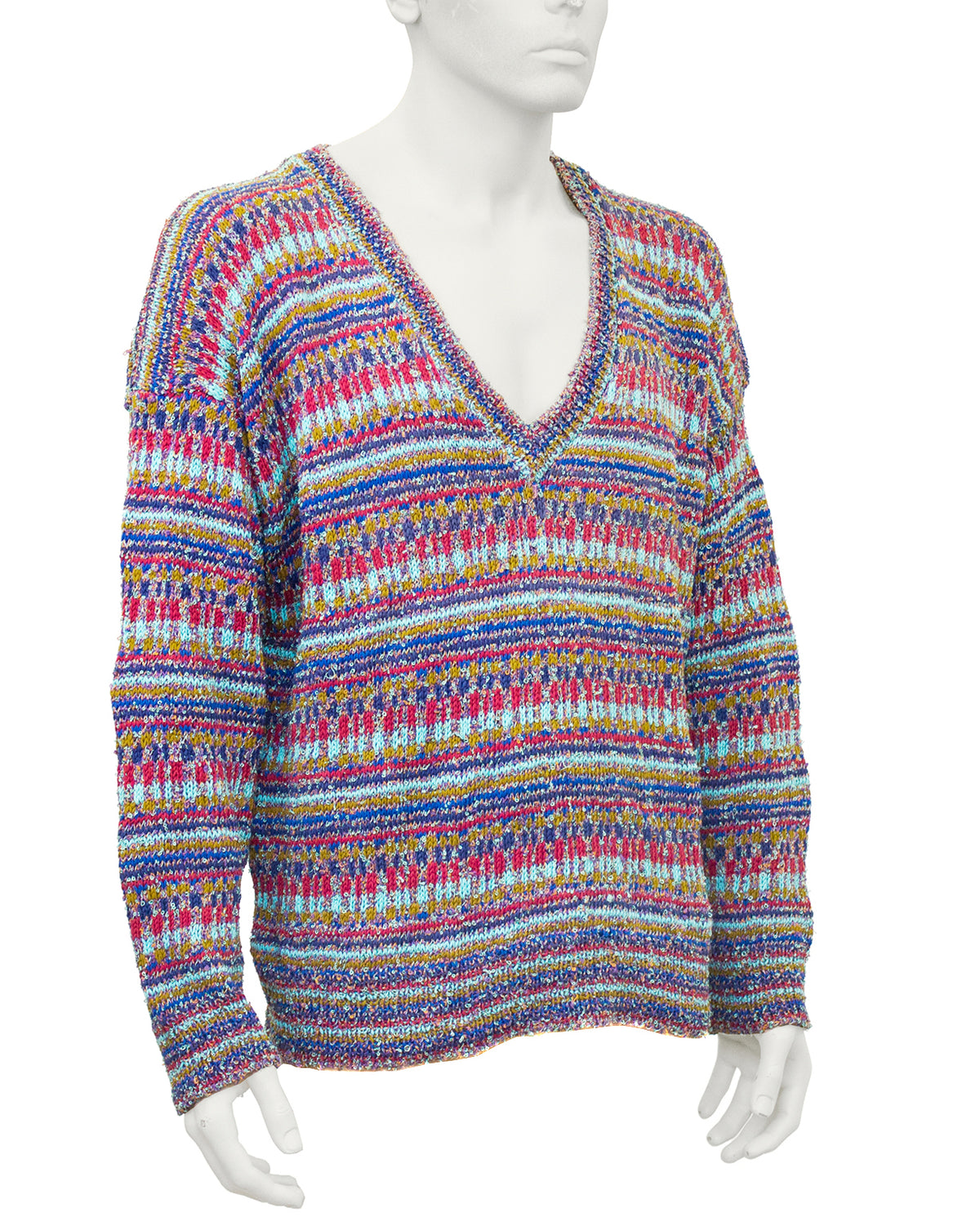 Multi-color Knit V neck sweater – Vintage Couture