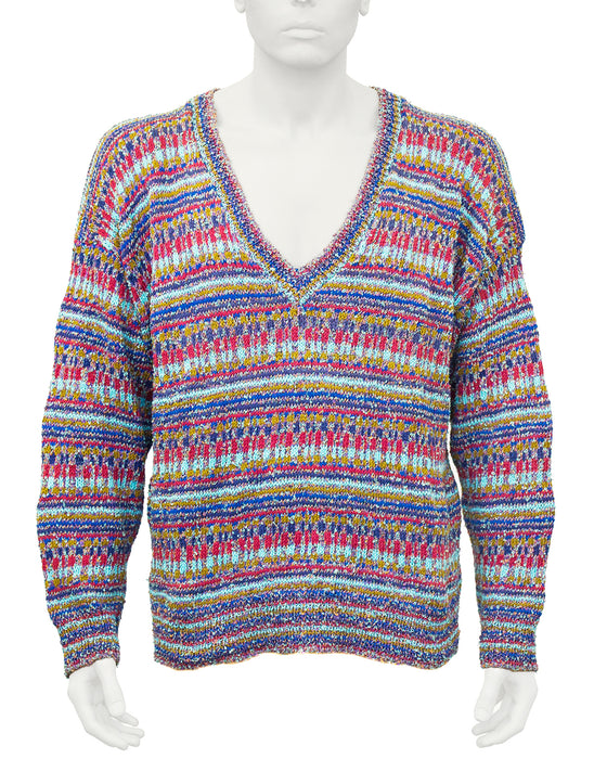 Multi-color Knit V neck sweater
