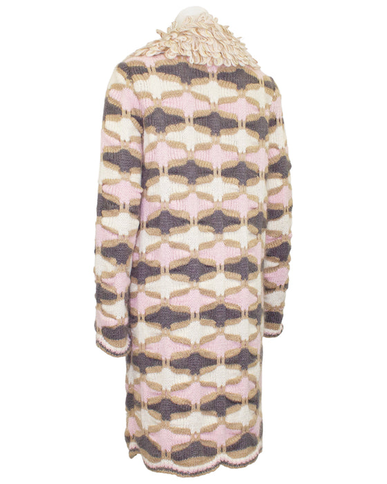 Pink, Cream and Grey Wool Car Coat