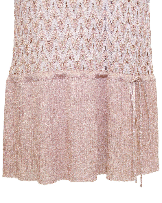 Metallic Knit Blush Pink Dress and Cardigan