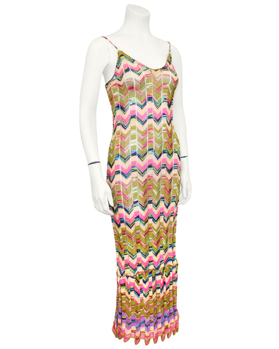 Multi Colour Knit Chevron Dress and Long Cardigan