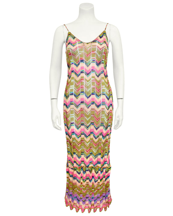 Multi Colour Knit Chevron Dress and Long Cardigan