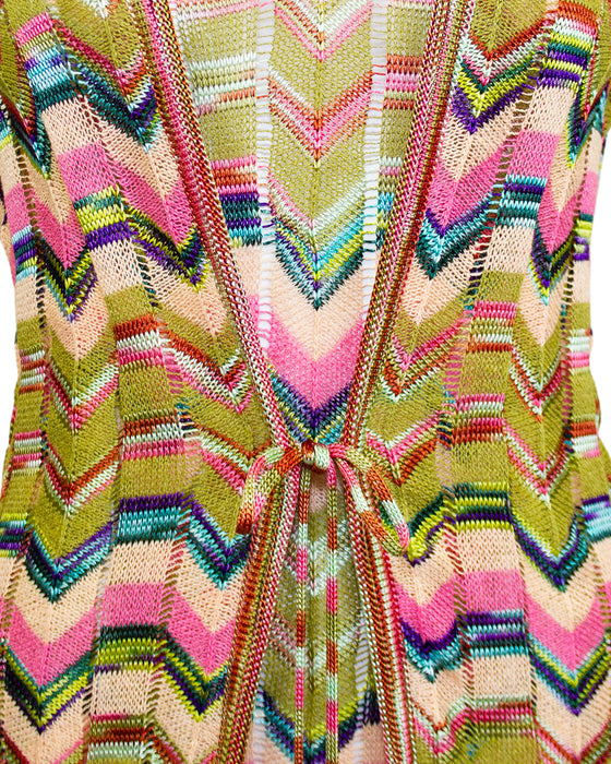 Multi Colour Knit Chevron Dress and Long Cardigan