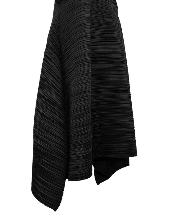 Black Knit and Pleated Dress