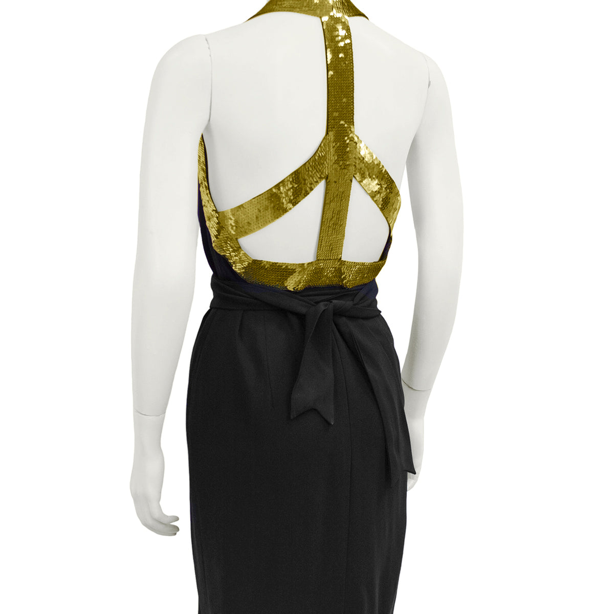 black dress gold sequins VENUS Mockneck Sequin Mini Dress | Black & Gold main image 0