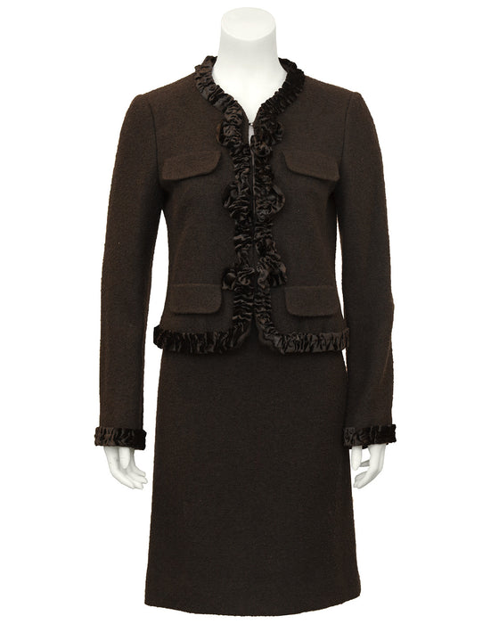 Brown Wool and Velvet Skirt Suit