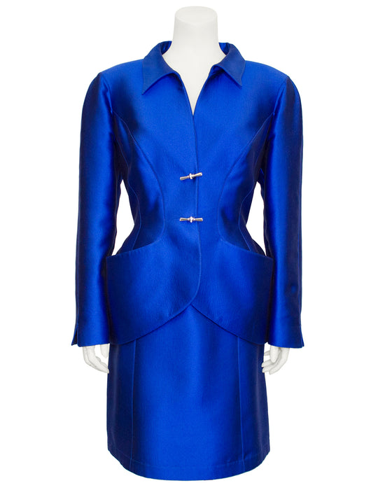 Blue Metallic Skirt Suit