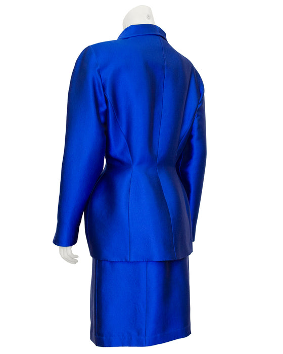 Blue Metallic Skirt Suit