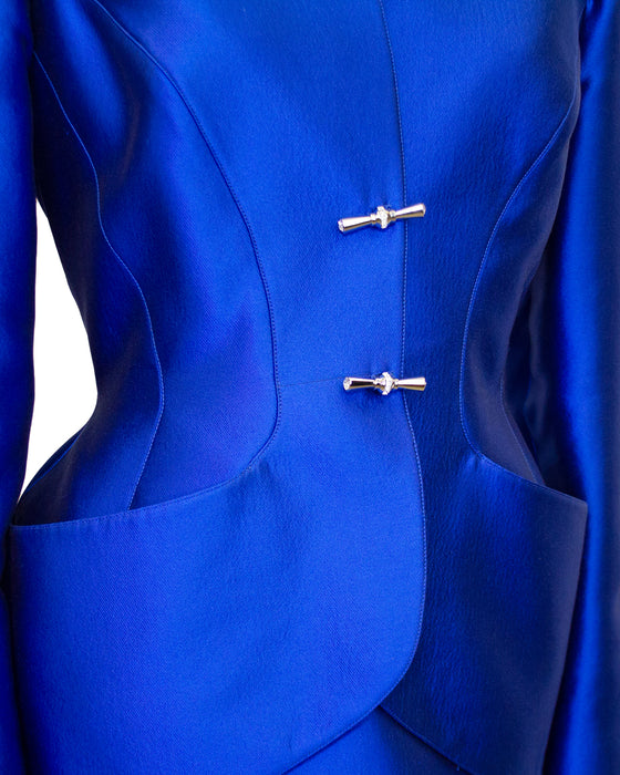 Blue Metallic Skirt Suit