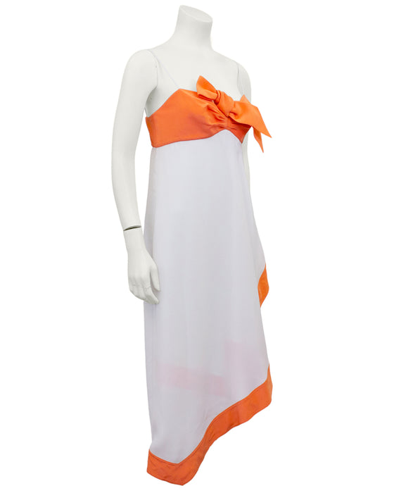 Orange and White Empire Waist Cocktail Dress Orange and White Empire Waist Cocktail Dress