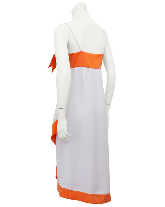 Orange and White Empire Waist Cocktail Dress