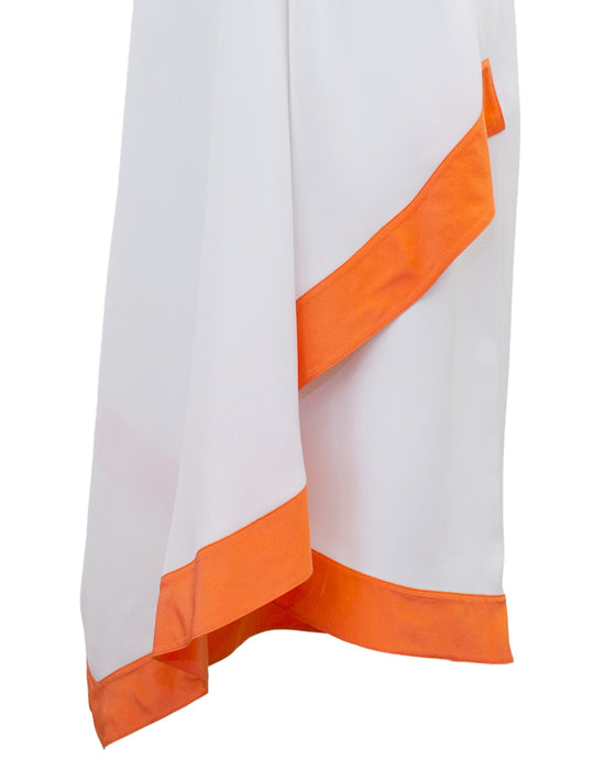 Orange and White Empire Waist Cocktail Dress