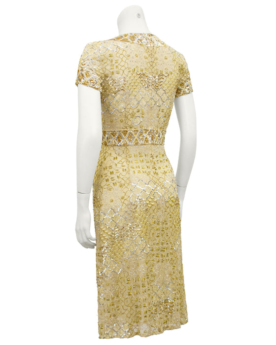 Gold Sequin, Embroidered and Beaded Cocktail Dress Vintage Couture Gold Sequin, Embroidered and Beaded Cocktail Dress Vintage Couture