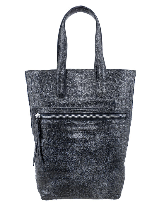 Small Black and Silver Anthracite Tote