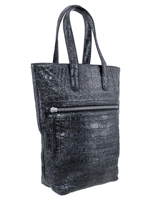 Small Black and Silver Anthracite Tote