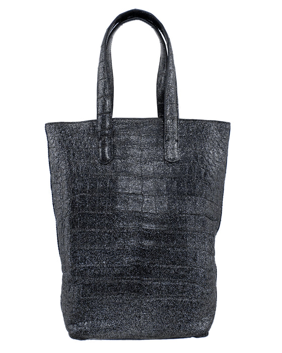 Small Black and Silver Anthracite Tote