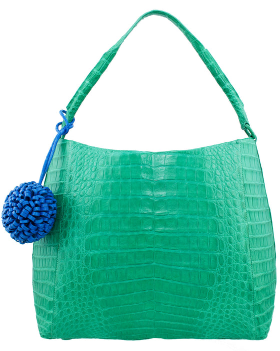 Marly Hobo Bright Green Tote Bag With Tassel