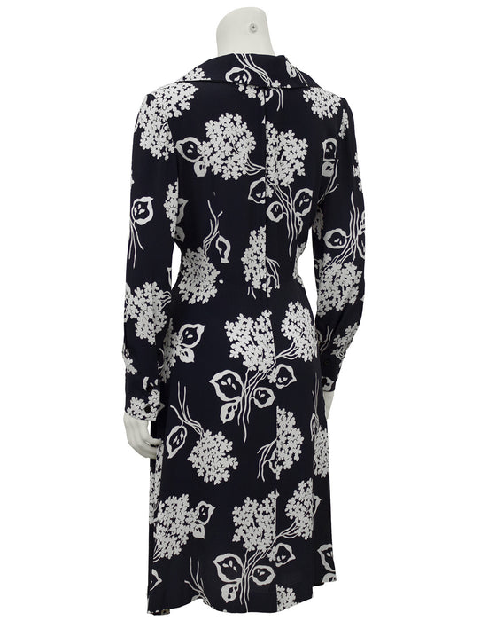 Black and Cream Floral Rayon Dress