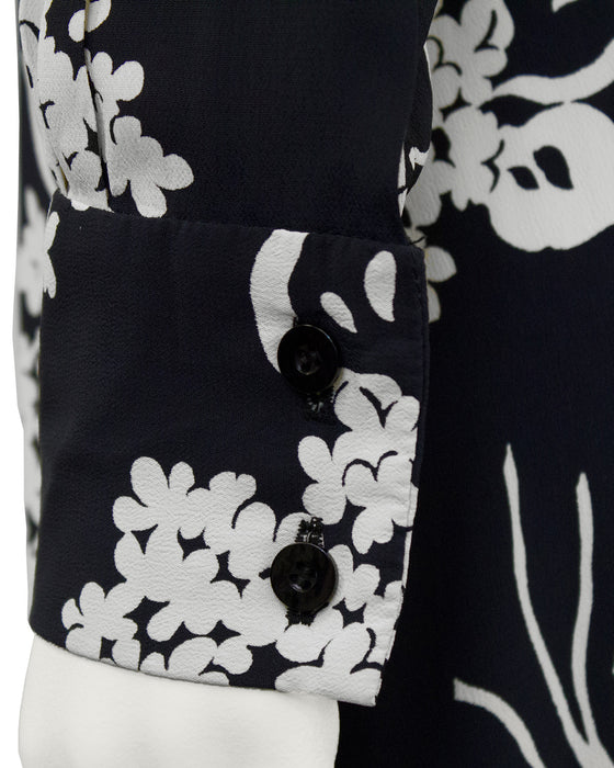 Black and Cream Floral Rayon Dress