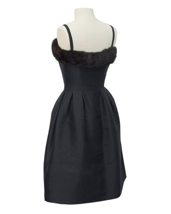 Black Couture Dress with Mink Trim