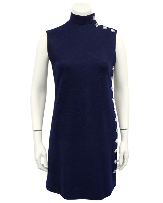 Blue Wool Shift Dress