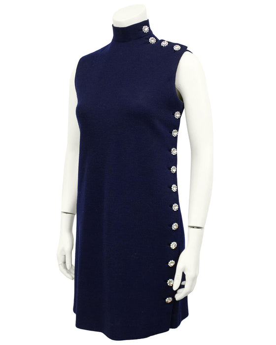 Blue Wool Shift Dress