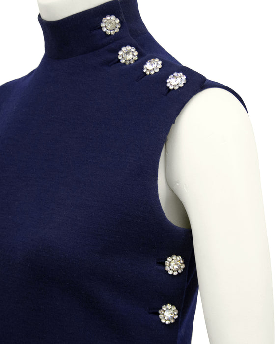 Blue Wool Shift Dress