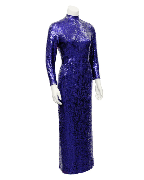 Blue Mermaid Sequin Gown – Vintage Couture