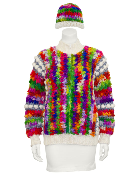 Multi ColorNorma of Canada Hand Knit Bomber & Hat