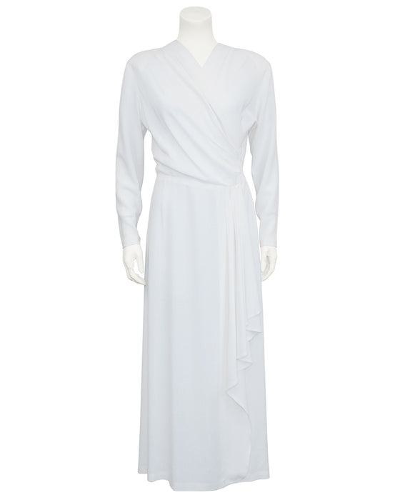 White Rayon Crepe Old Hollywood Style Draped Dress – Vintage Couture
