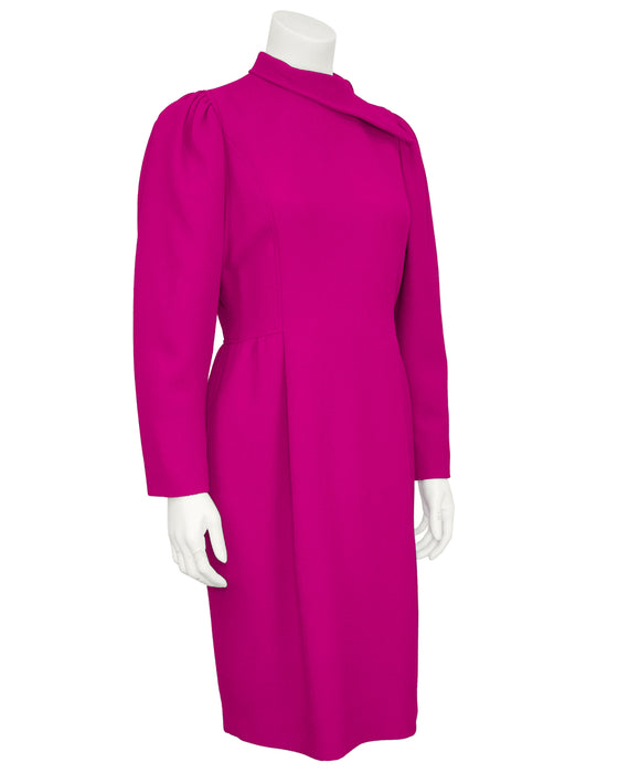 Magenta Wool Cocktail Dress