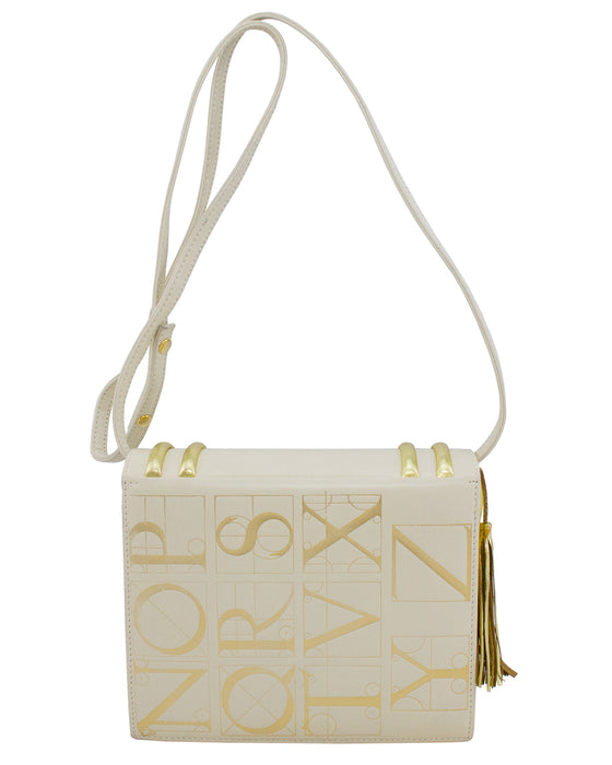 Cream and Gold Leather Book Bag