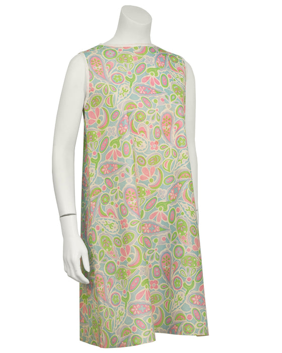 Green and Pink Paisley Paper Dress Vintage Couture Green and Pink Paisley Paper Dress Vintage Couture