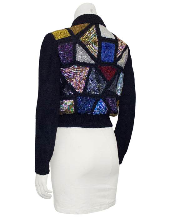 Multi Colour Sequin Stained Glass Window Patchwork Sweater