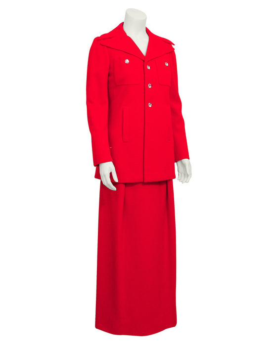 Red gown & coat ensemble