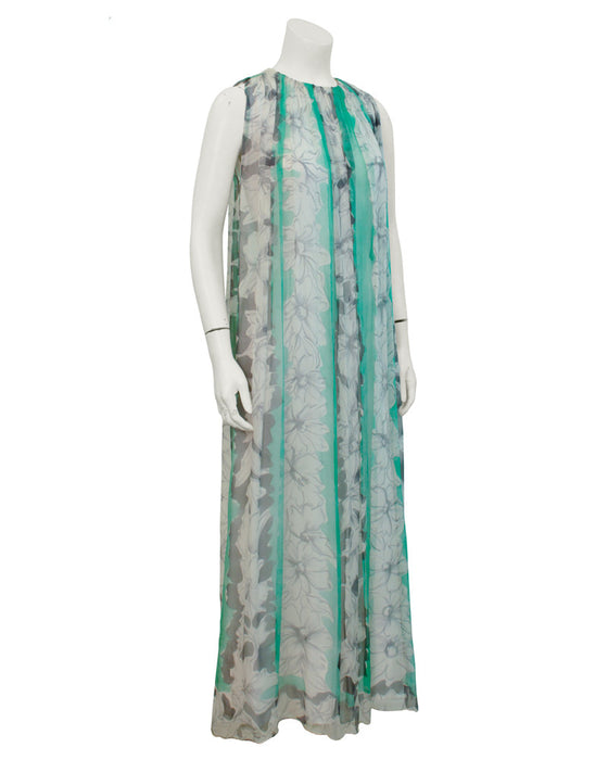 Green and Grey Chiffon gown