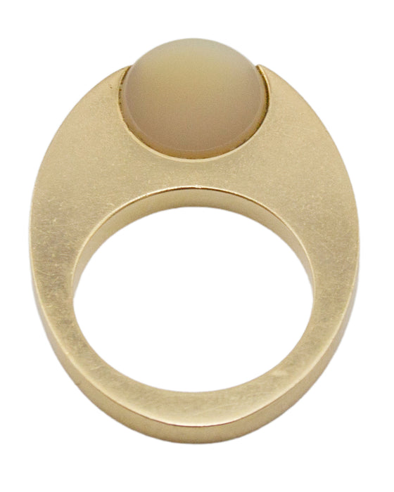 Set of 14k Gold Green and Beige Chalcedony Rings