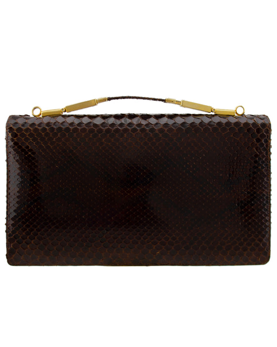 Brown Top Handle Clutch