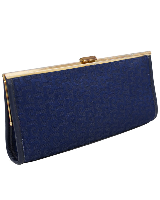 Navy Logo Fabric Clutch