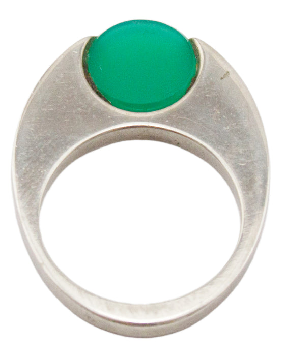 Set of Sterling Silver Green and Orange Chalcedony Rings