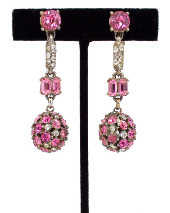 Pink Rhinestone Lariat & Earring Set