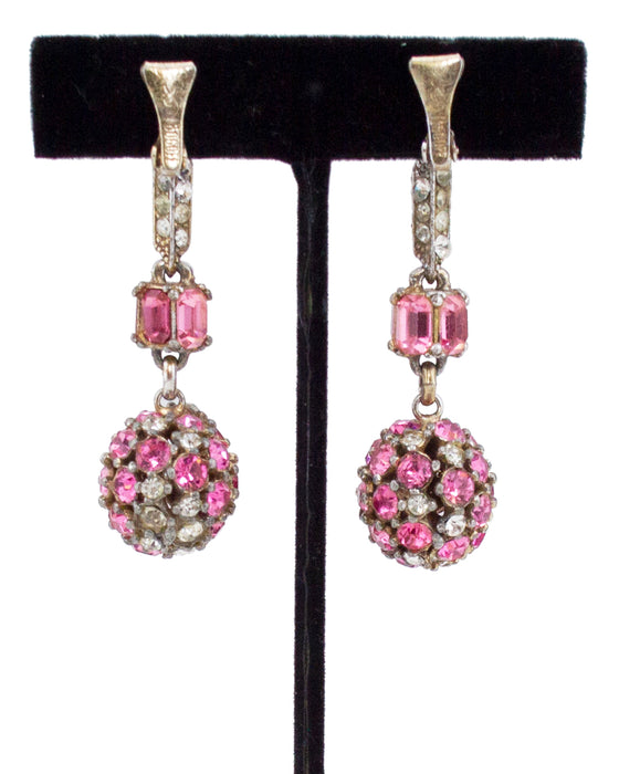 Pink Rhinestone Lariat & Earring Set