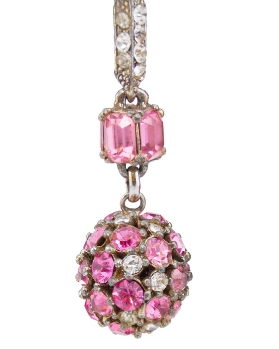 Pink Rhinestone Lariat & Earring Set