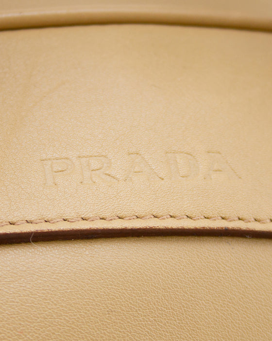 Beige Leather Bowling Bag