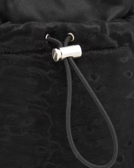 Black Satin and Pony Hair Mini Crossbody Bag